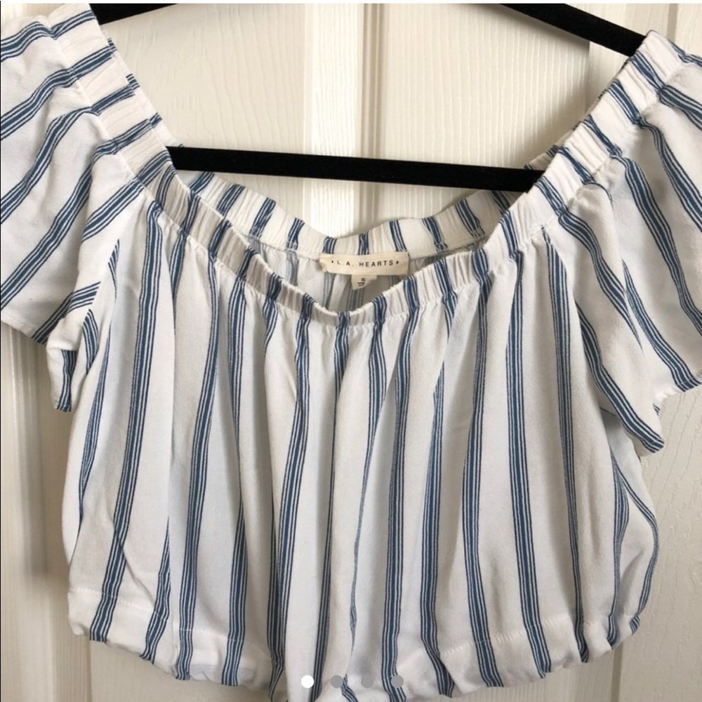 pacsun la hearts striped off-the-shoulder top